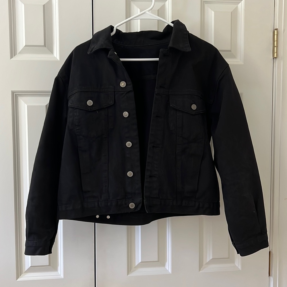 black oversized denim jacket